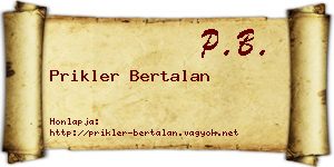Prikler Bertalan névjegykártya